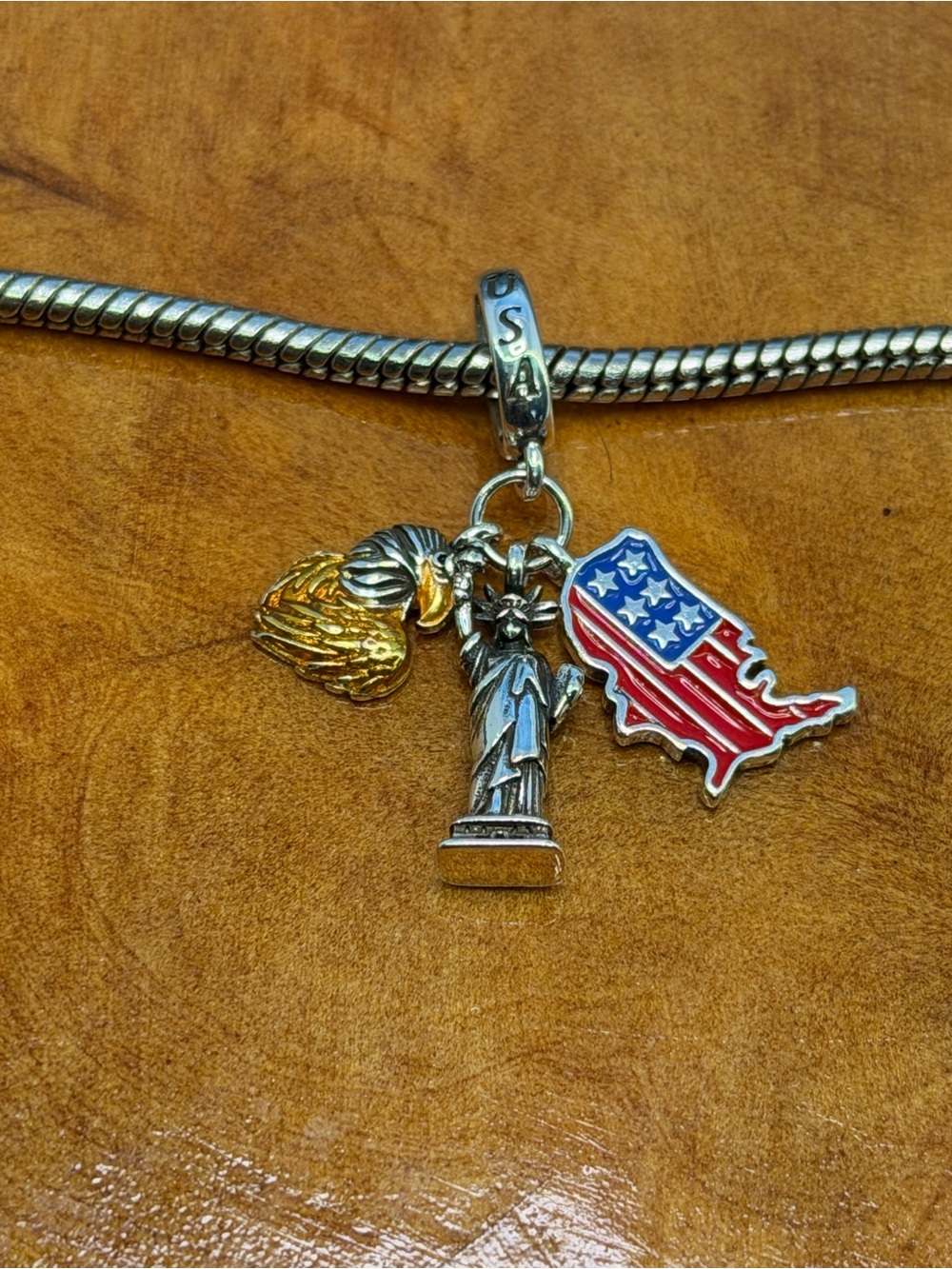 Commemorative sterling silver America USA semi quincentennial charm pendant